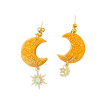 Load image into Gallery viewer, Mandala moon earrings

